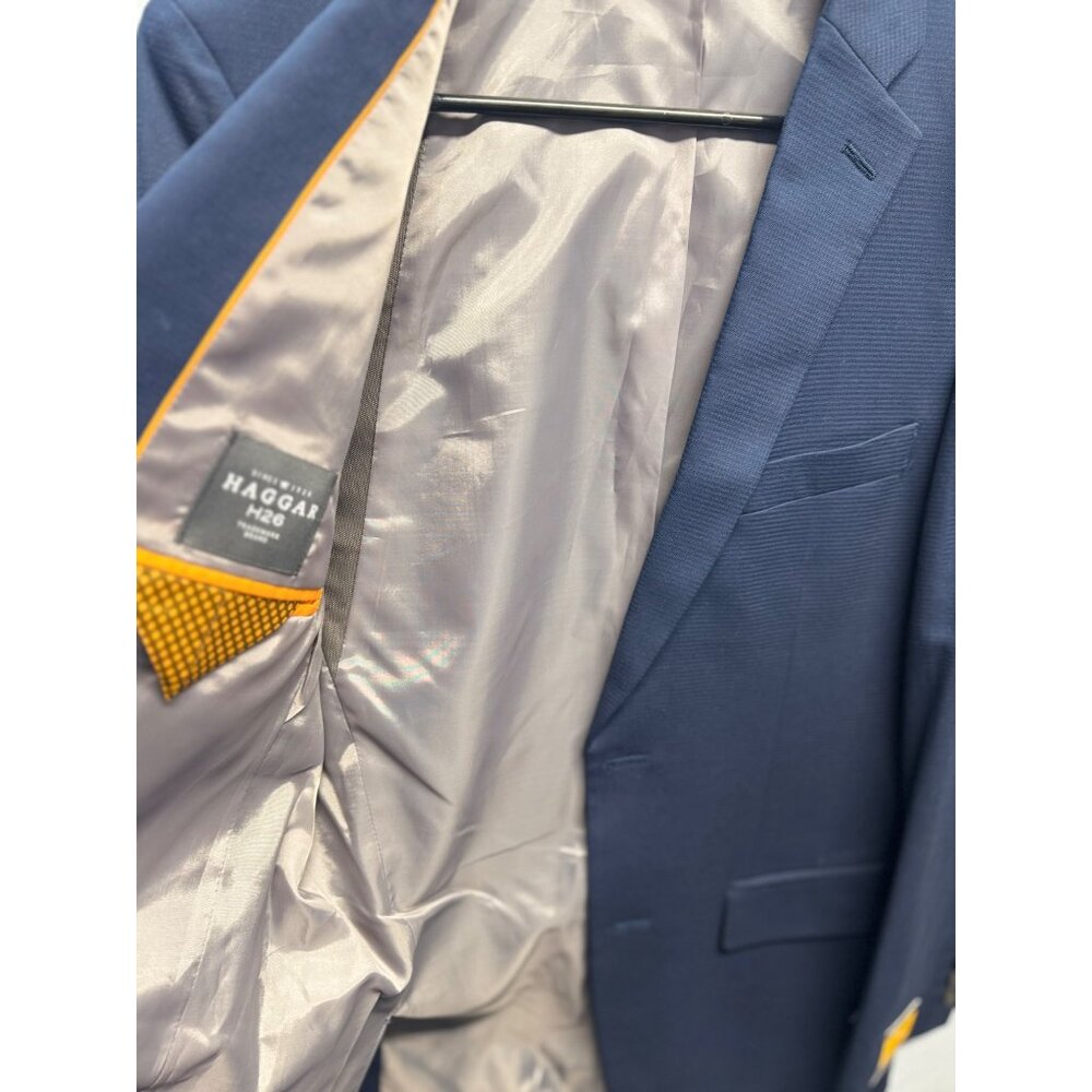 Haggar H26 Navy Tailored Fit Suit Jacket 36R Mens Blazer Polyester Blend - Picture 8 of 13